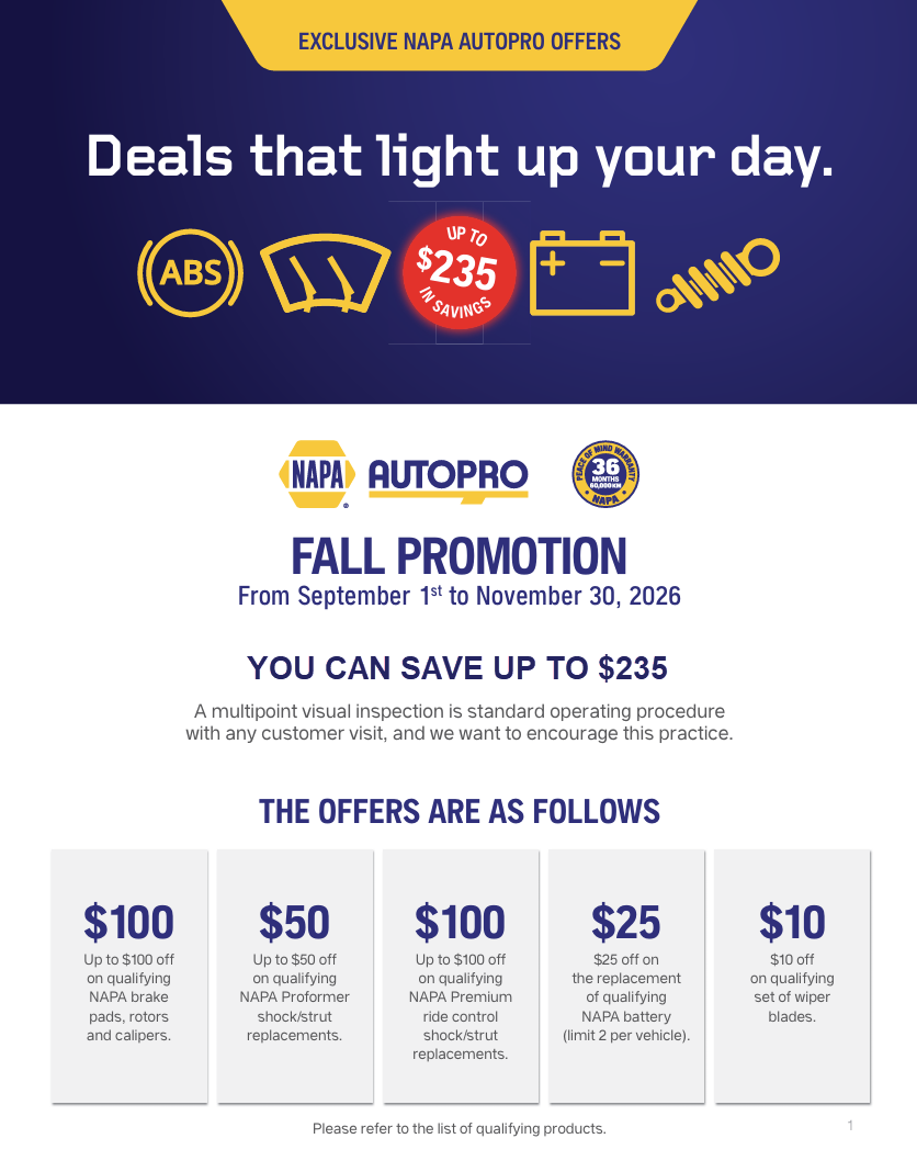 NAPA Promotion | Mid Island Automotive